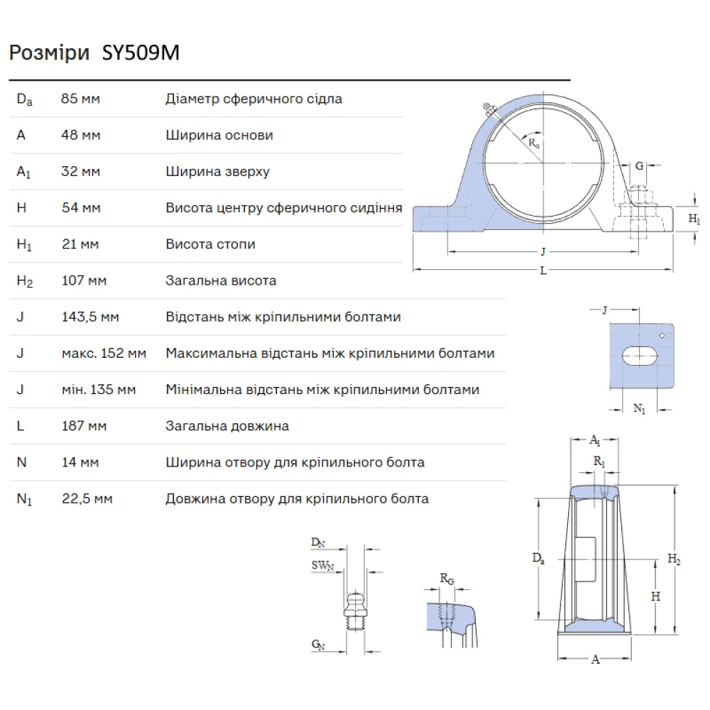 SY509M корпус SKF - Швеція ( на вал 45мм )