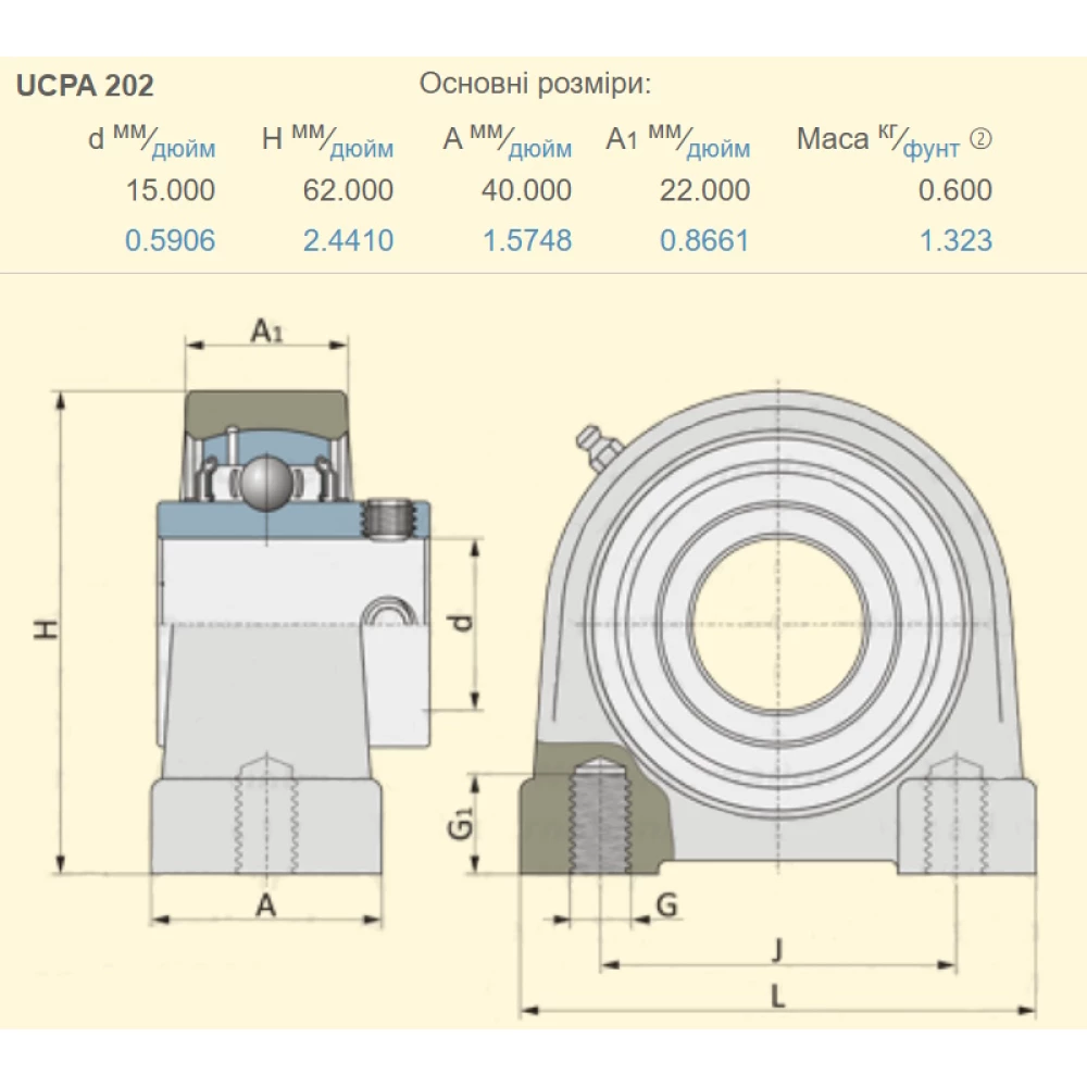 UCPA202 корпус з підшипником SNR - Франція ( на вал 15мм )