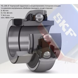 YEL208-2F підшипник SKF 40х80х56,3