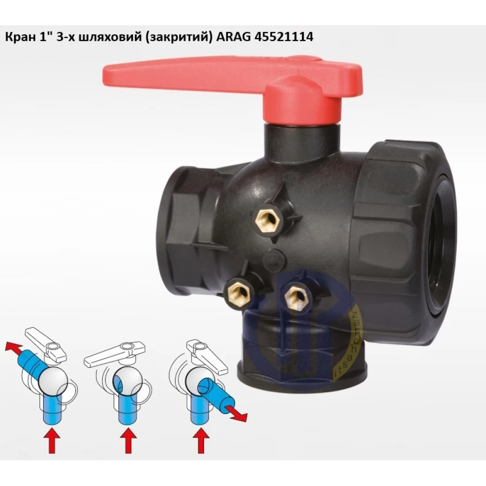 1" кран 3-х ходовий ARAG 45521114 (закритий)