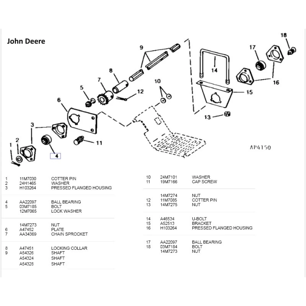 Подшипник шестигранник 22.2 AA22097 John Deere 205KRRB2