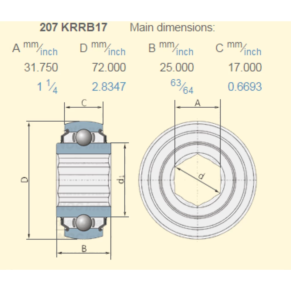 Подшипник John Deere JD9420 аналог 207KRRB17