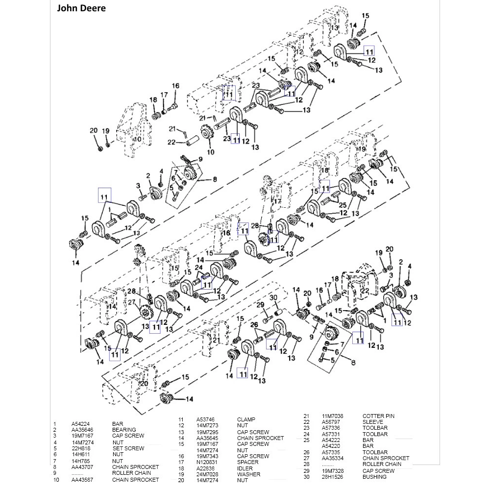 Подшипник с корпусом d-22.5 John Deere AA35646