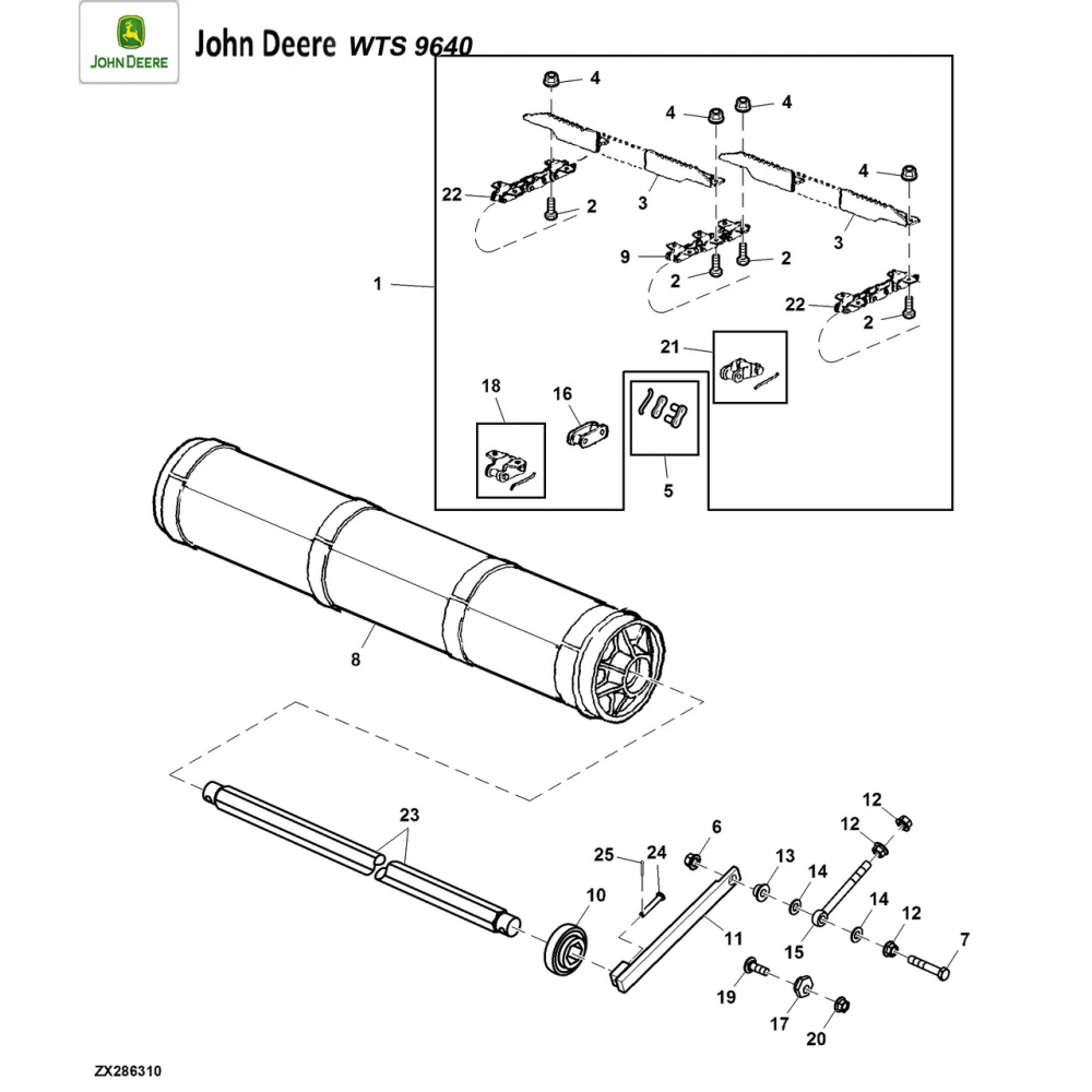 Цепь наклонной камеры John Deere 9640WTS, 9660WTS, 9680WTS, AZ63336