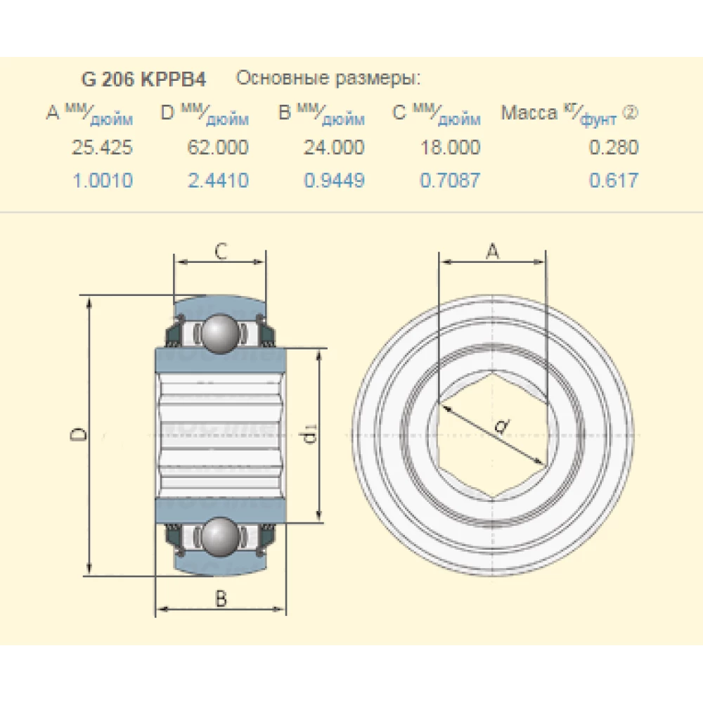 Подшипник John Deere JD9407 аналог 206KRRB6 PEER