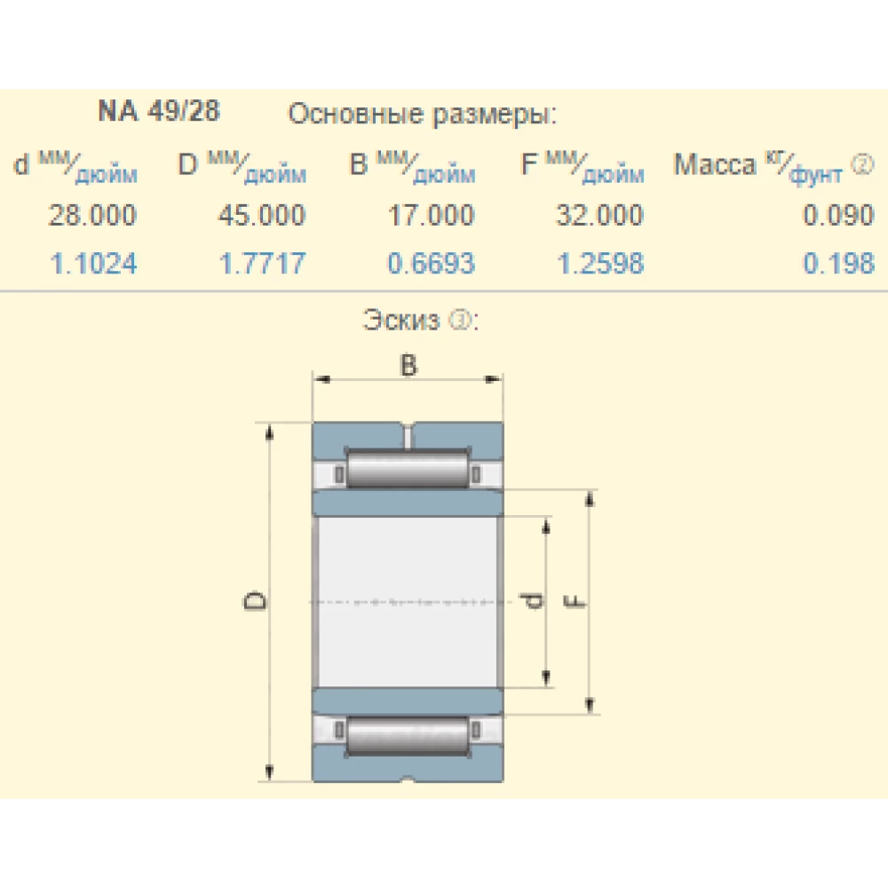 Подшипник Claas 238346.1 аналог NA49/28 KOYO