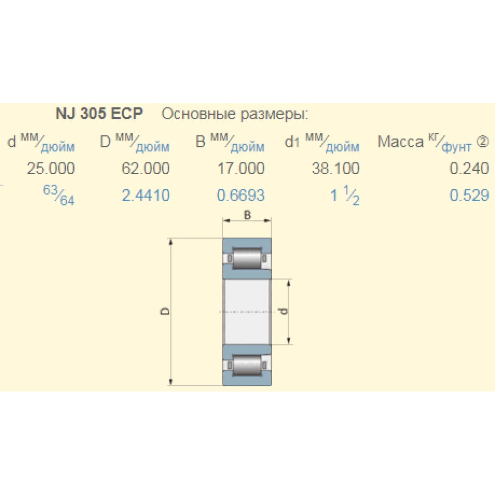 89811397 підшипники на жатку CASE 2030 аналог NJ305 FAG