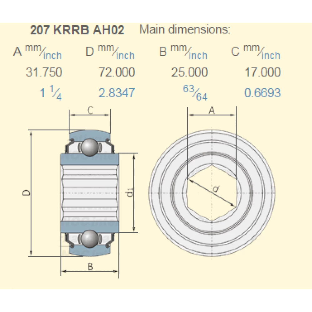 Подшипник John Deere JD9420 аналог 207KRRB17