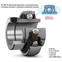 Подшипник измельчителя Case 2188, 1994713C1, GE40KRRB, YEL208-2F SKF