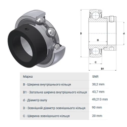 Подшипник John Deere AH64434 аналог ES210-31G2 SNR,  RA115NPPB, YET210-115