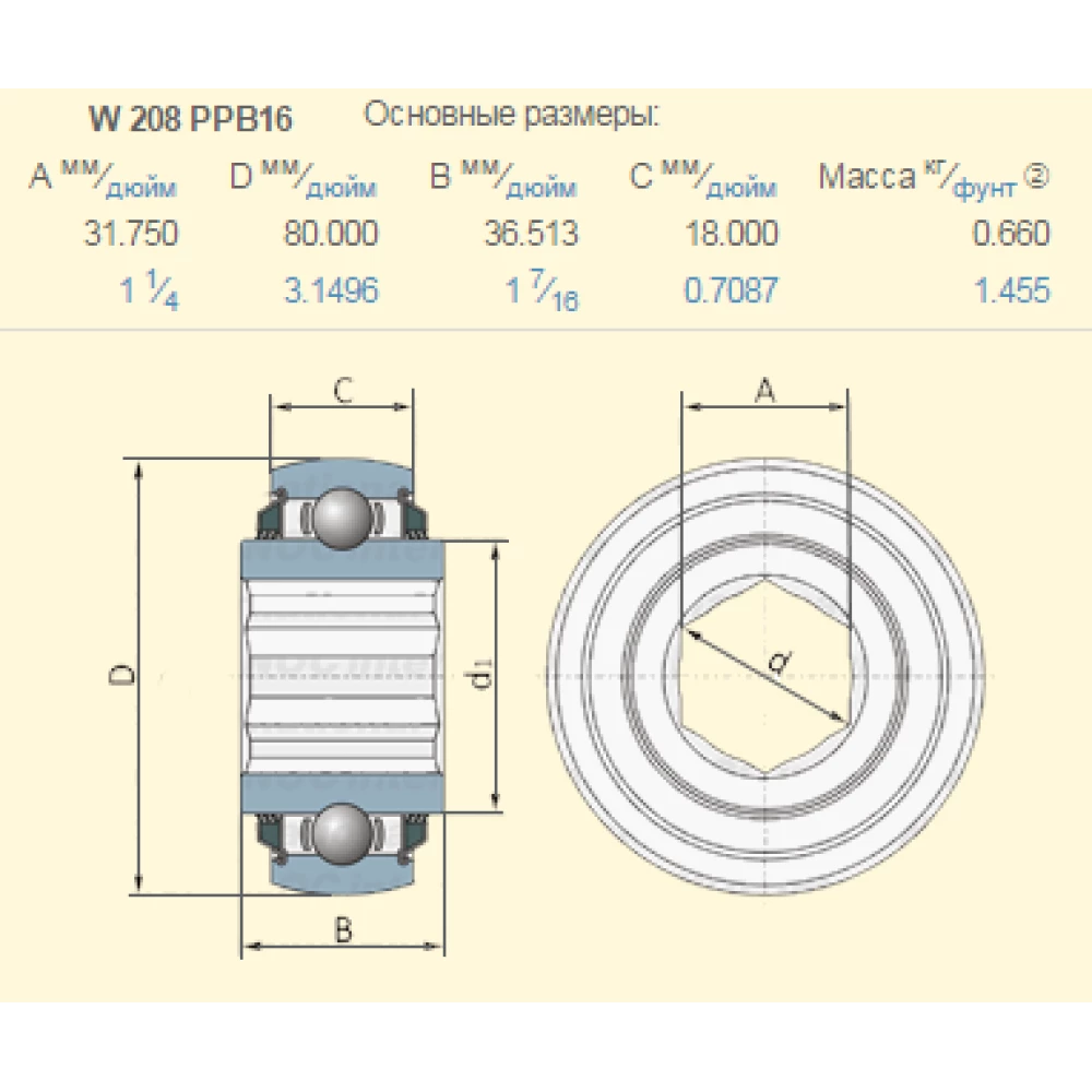 Подшипник John Deere JD9373 аналог W208PPB16 PEER
