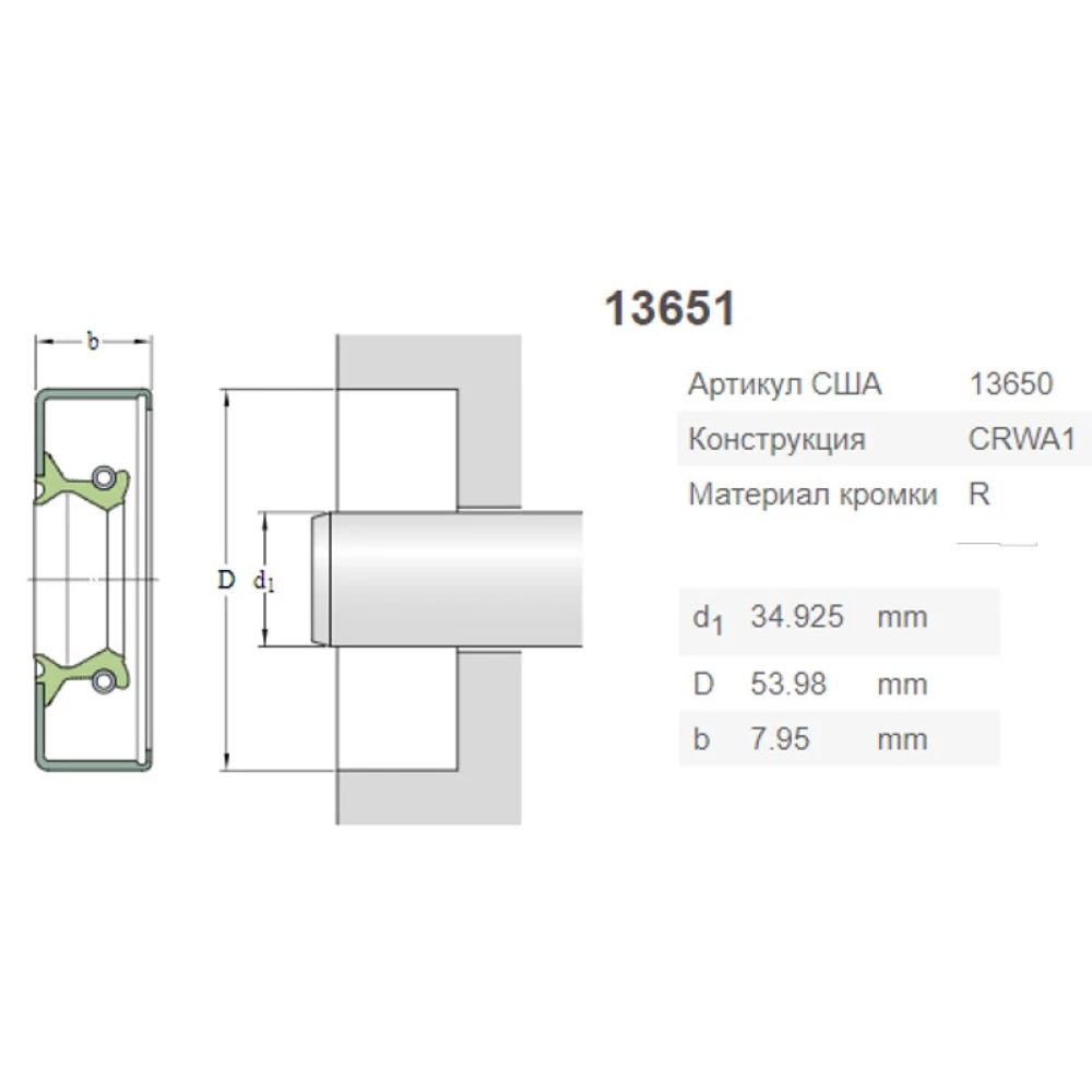 Манжета армована CR13651 SKF, 938294R91
