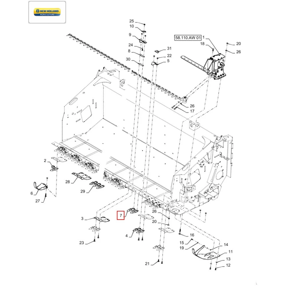 Палец двойной ножа жатки New Holland 87470814, 740CF/3020
