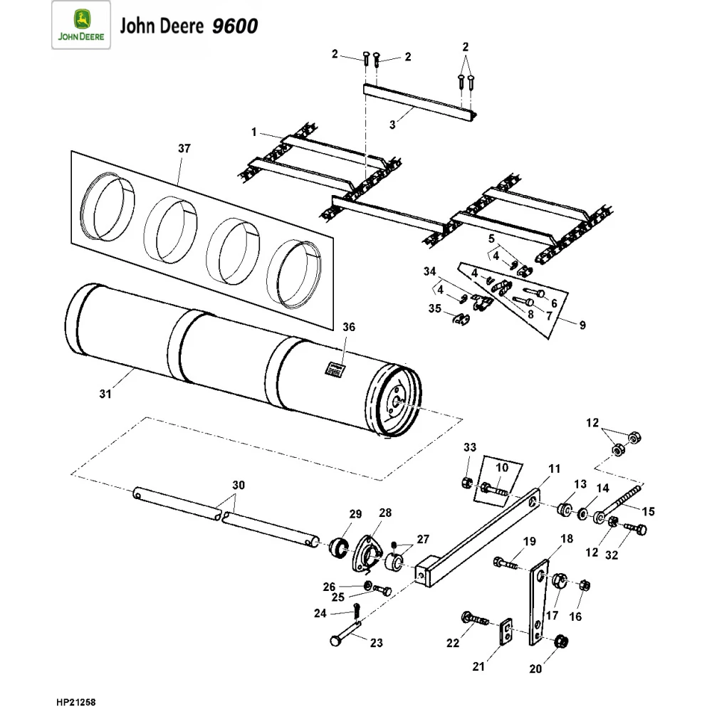 Транспортер похилої камери на John Deere 9600, AH207778