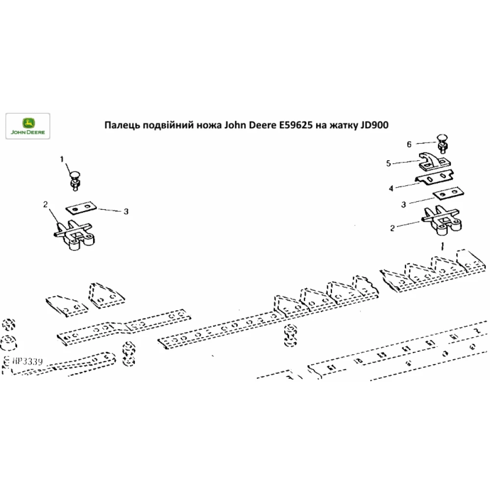 Палец двойной ножа жатки John Deere E59625 на JD900