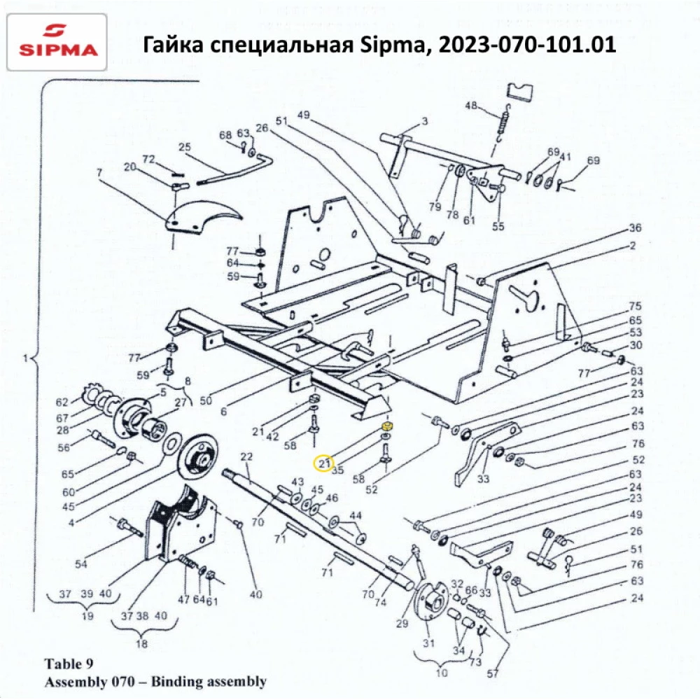 Гайка спеціальна Sipma, 2023-070-101.01